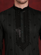 Jompers Men's Sequins Embroidered Kurta - Olive | Grocsy