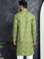 Jompers Men's Printed Kurta - Olive | Grocsy