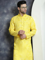Jompers Men's Printed Kurta - Yellow | Grocsy