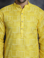 Jompers Men's Printed Kurta - Yellow | Grocsy
