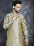 Jompers Men's Woven Design Silk Blend Kurta - Pista | Grocsy