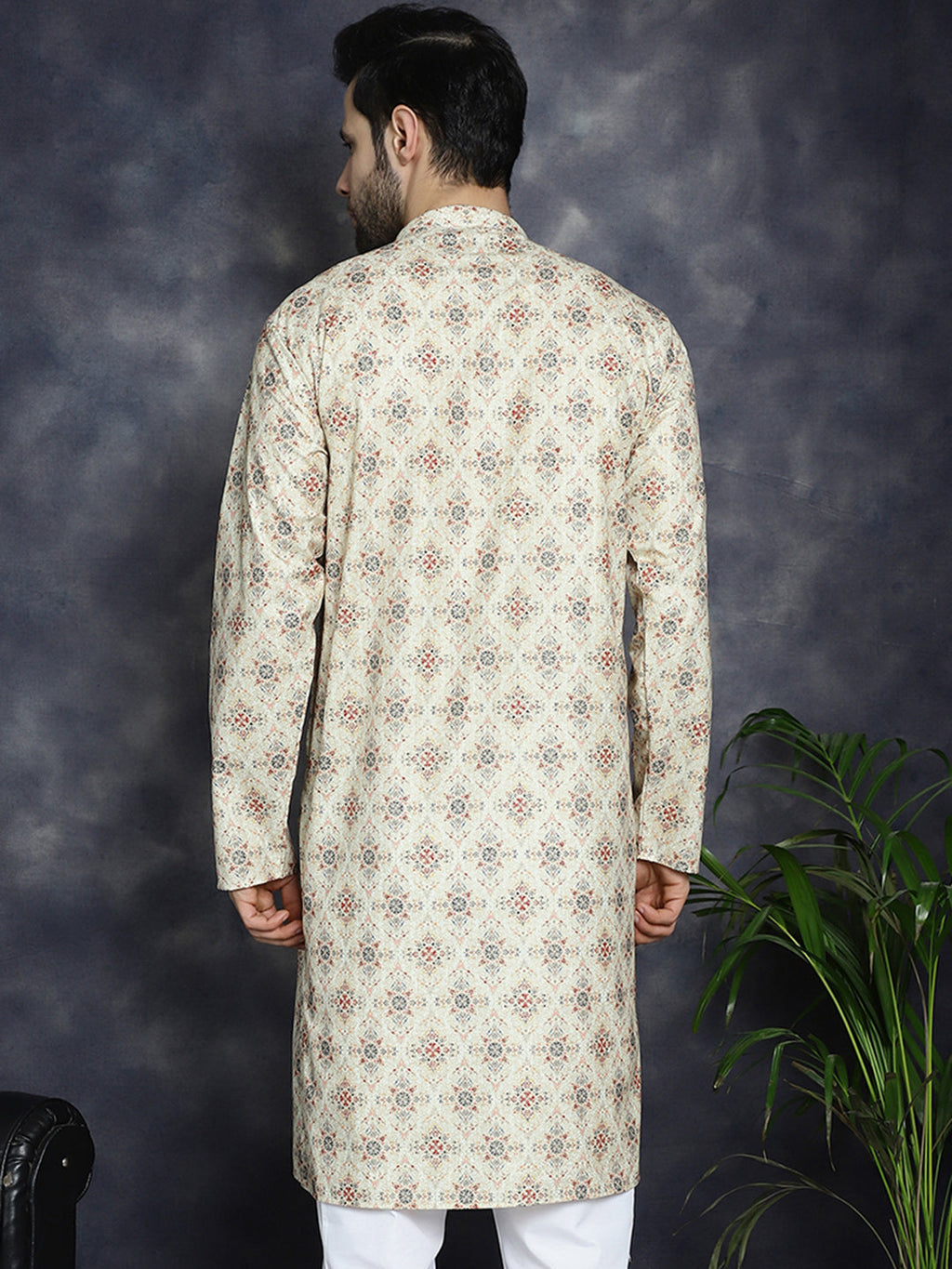 Jompers Men's Golden Foil Printed Kurta - Golden | Grocsy