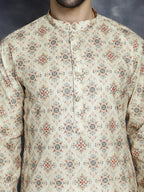Jompers Men's Golden Foil Printed Kurta - Golden | Grocsy