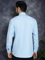 Jompers Men's Light Blue Solid Short Kurta | Grocsy