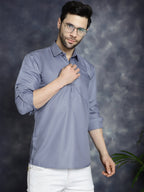 Jompers Men's Light Grey Solid Short Kurta | Grocsy