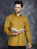 Jompers Men's Mustard Solid Short Kurta | Grocsy