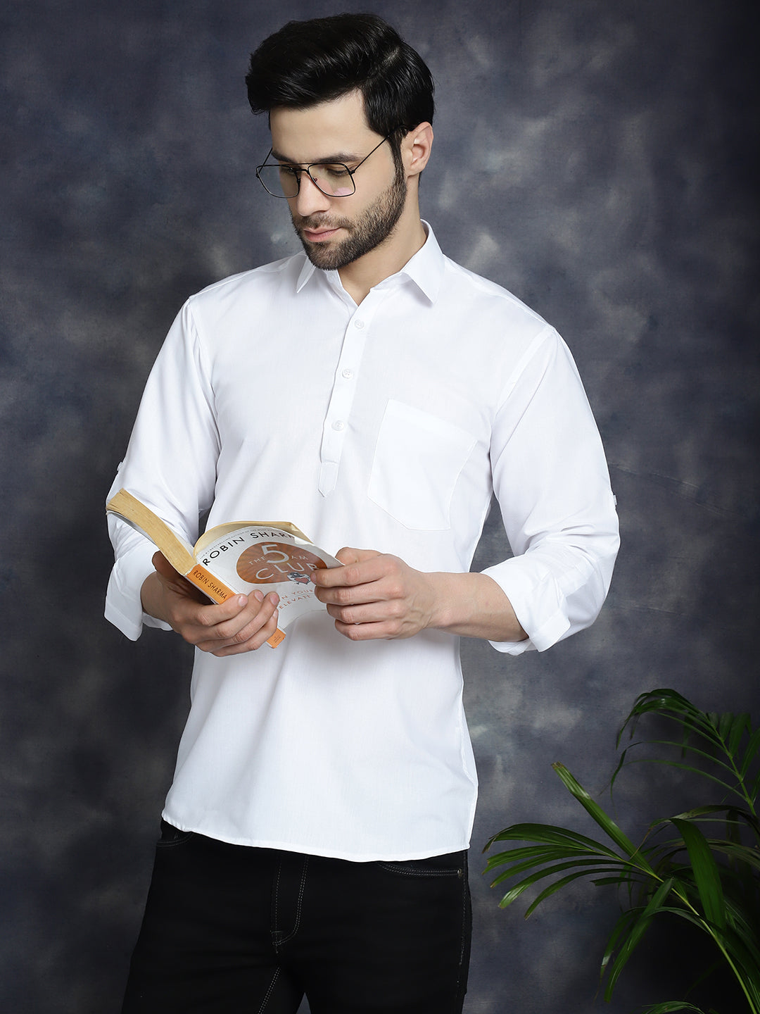 Jompers Men's White Solid Short Kurta | Grocsy