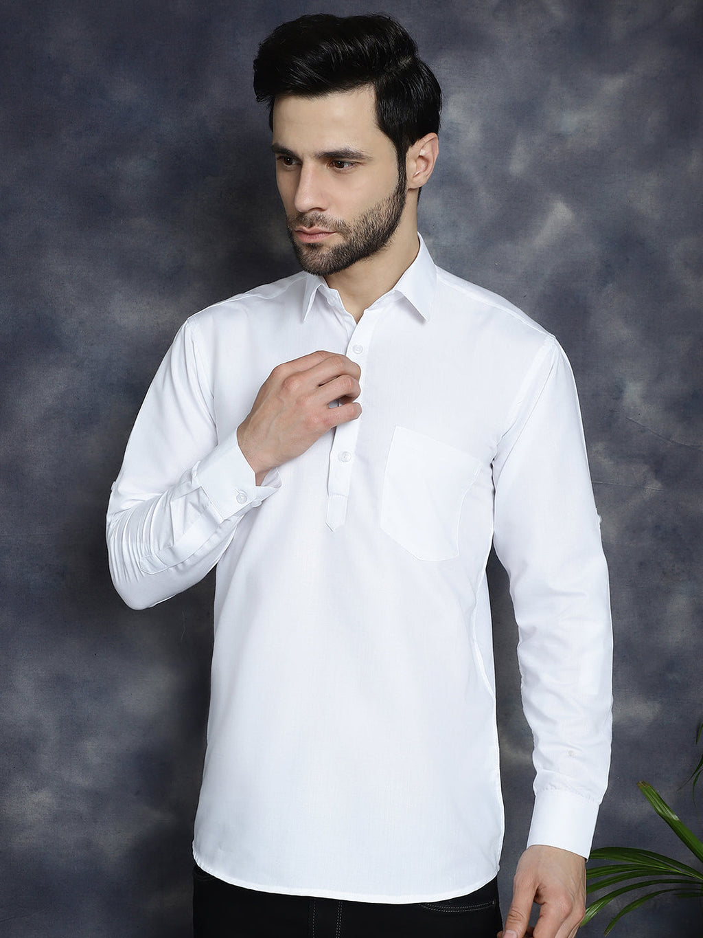 Jompers Men's White Solid Short Kurta | Grocsy
