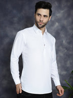 Jompers Men's White Solid Short Kurta | Grocsy