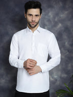 Jompers Men's White Solid Short Kurta | Grocsy