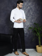 Jompers Men's White Solid Short Kurta | Grocsy