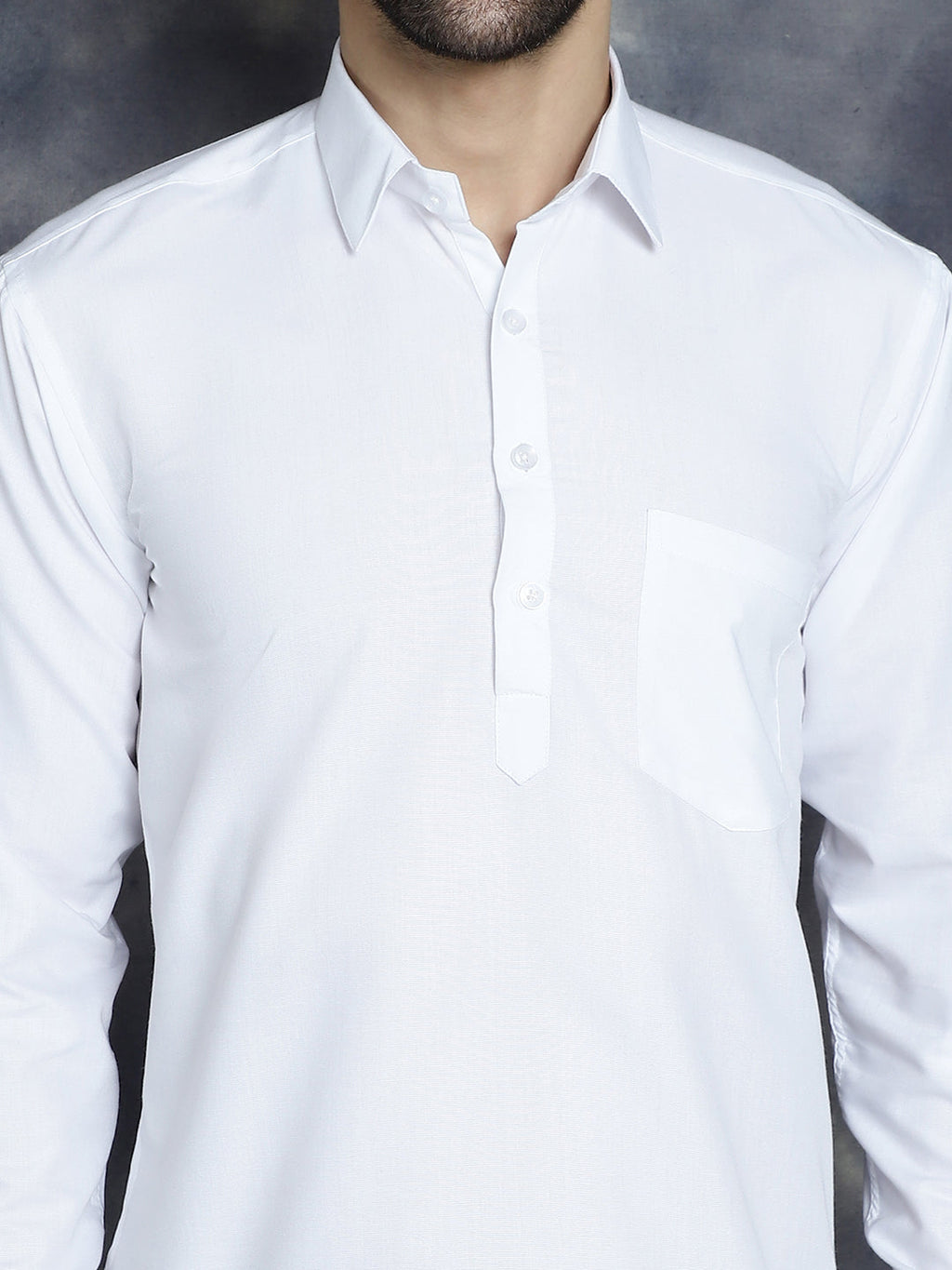 Jompers Men's White Solid Short Kurta | Grocsy