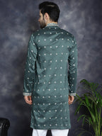 Jompers Men's Sequins Embroidered Kurta - Olive | Grocsy