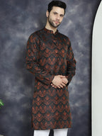 Jompers Men's Bronze Silk Blend Straight Kurta - Bronze | Grocsy