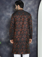 Jompers Men's Bronze Silk Blend Straight Kurta - Bronze | Grocsy