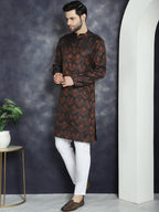 Jompers Men's Bronze Silk Blend Straight Kurta - Bronze | Grocsy