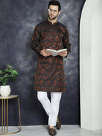 Jompers Men's Bronze Silk Blend Straight Kurta - Bronze | Grocsy