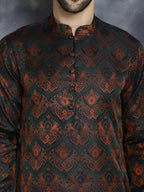 Jompers Men's Bronze Silk Blend Straight Kurta - Bronze | Grocsy
