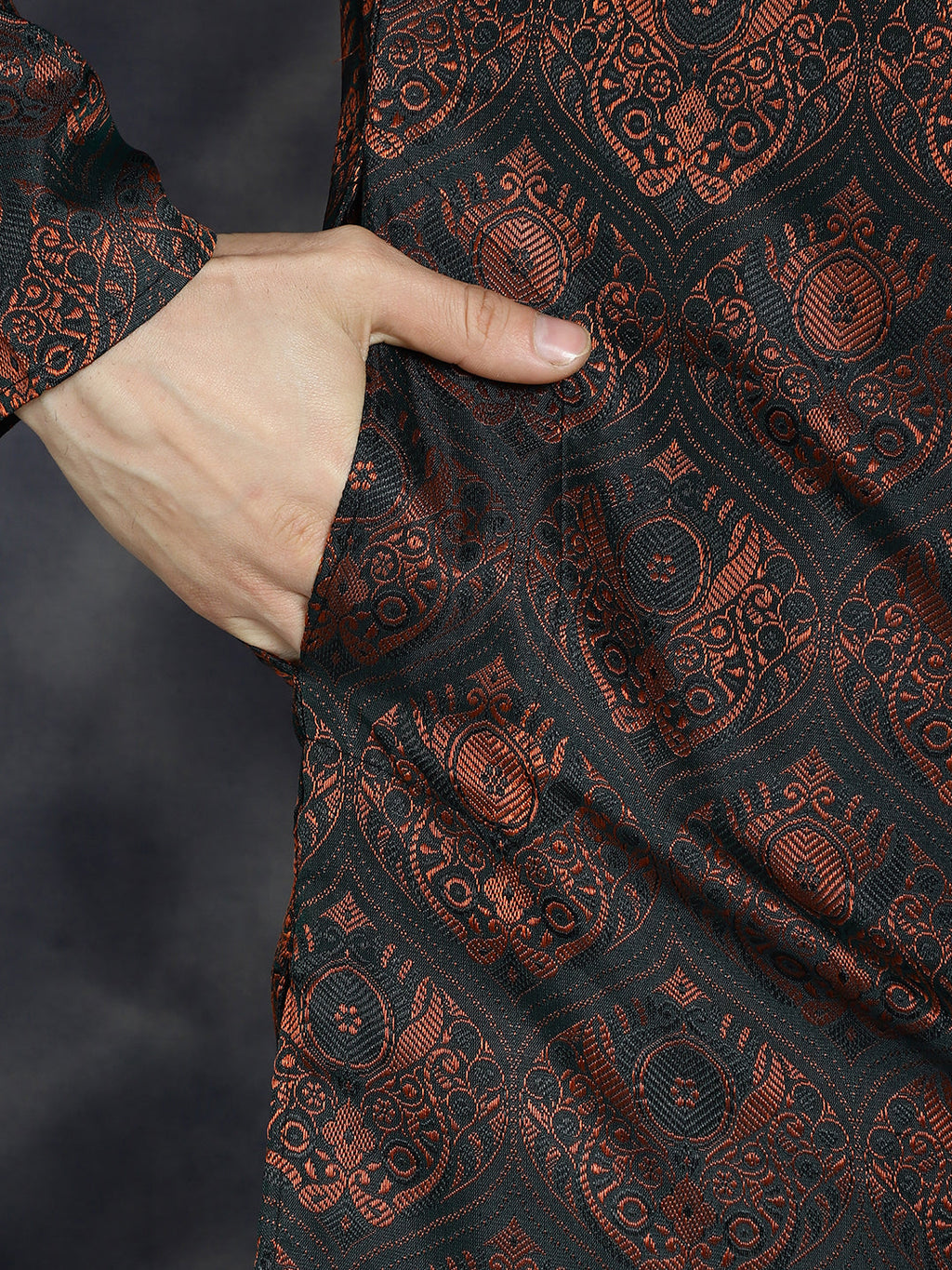 Jompers Men's Bronze Silk Blend Straight Kurta - Bronze | Grocsy