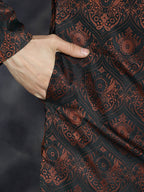Jompers Men's Bronze Silk Blend Straight Kurta - Bronze | Grocsy