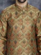 Jompers Men's Golden Silk Blend Straight Kurta - Golden | Grocsy
