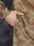 Jompers Men's Golden Silk Blend Straight Kurta - Golden | Grocsy