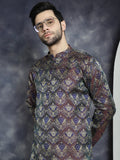 Jompers Men's Purple Silk Blend Straight Kurta - Purple | Grocsy