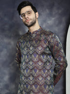 Jompers Men's Purple Silk Blend Straight Kurta - Purple | Grocsy
