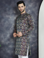 Jompers Men's Purple Silk Blend Straight Kurta - Purple | Grocsy