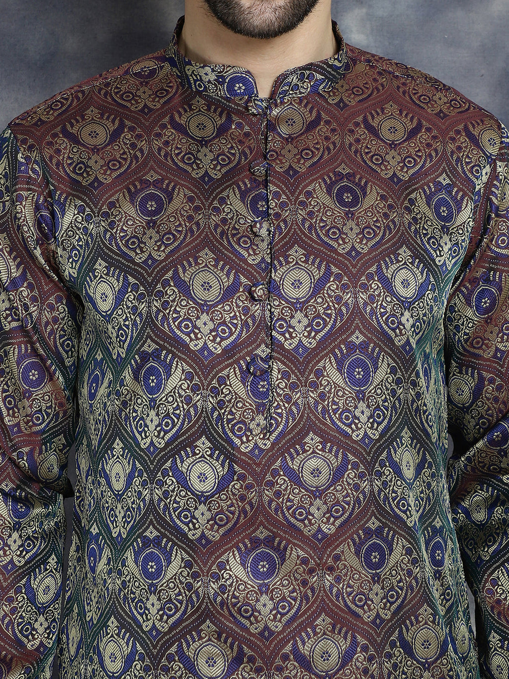 Jompers Men's Purple Silk Blend Straight Kurta - Purple | Grocsy