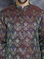 Jompers Men's Purple Silk Blend Straight Kurta - Purple | Grocsy