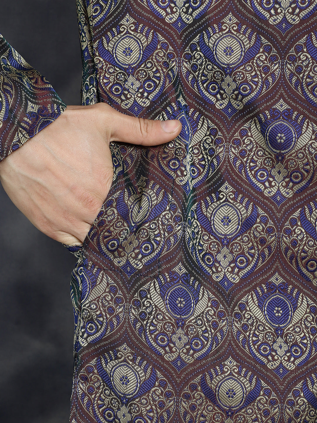 Jompers Men's Purple Silk Blend Straight Kurta - Purple | Grocsy