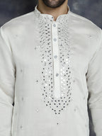 Jompers Men's Embroidered Kurta - White | Grocsy