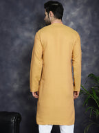 Jompers Men's Sequins Embroidered Kurta - Orange | Grocsy