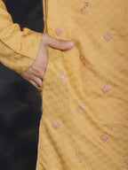 Jompers Men's Sequins Embroidered Kurta - Orange | Grocsy