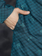 Jompers Men's Sequins Embroidered Kurta - Teal | Grocsy