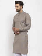 Jompers Men's Grey & White Solid Kurta Only | Grocsy