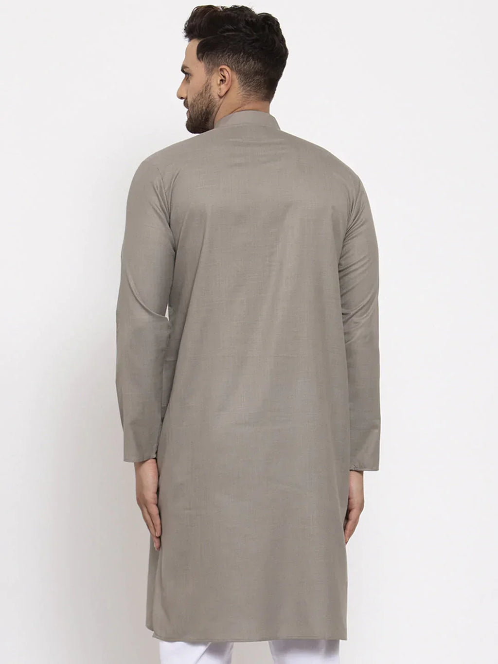 Jompers Men's Grey & White Solid Kurta Only | Grocsy