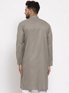 Jompers Men's Grey & White Solid Kurta Only | Grocsy