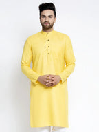 Jompers Men's Lemon & White Solid Kurta Only | Grocsy