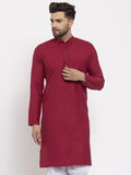Jompers Men's Maroon & White Solid Kurta Only | Grocsy