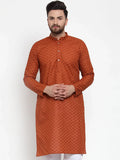 Jompers Men's Brown Chikan Kurta Only | Grocsy