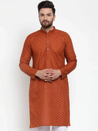 Jompers Men's Brown Chikan Kurta Only | Grocsy