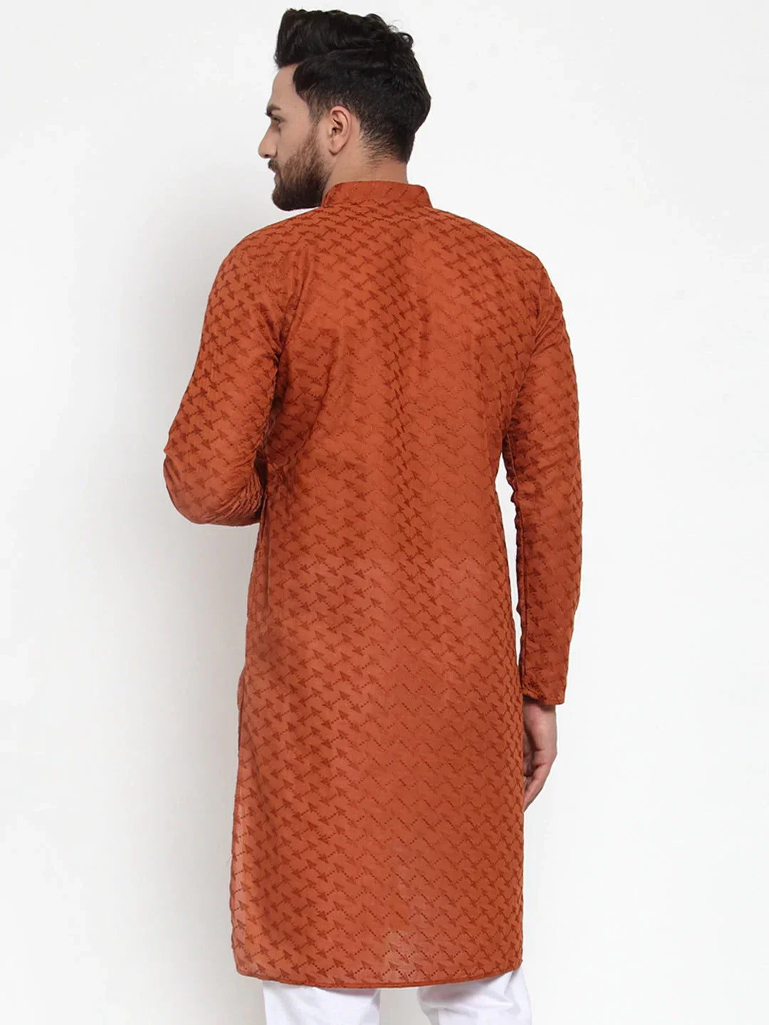 Jompers Men's Brown Chikan Kurta Only | Grocsy