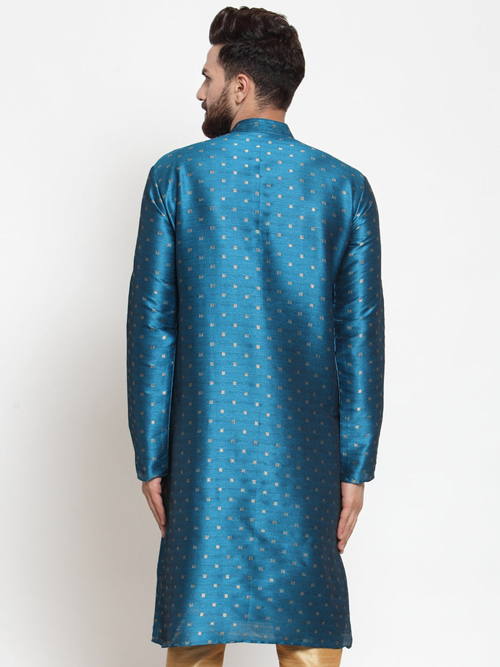 Jompers Men's Black Woven Design Straight Kurta | Grocsy