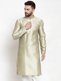 Jompers Men Beige & White Self Design Kurta Only | Grocsy