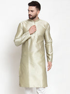 Jompers Men Beige & White Self Design Kurta Only | Grocsy