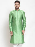 Jompers Men Green And White Self Design Kurta Only | Grocsy