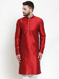 Jompers Men Maroon & White Self Design Kurta Only | Grocsy