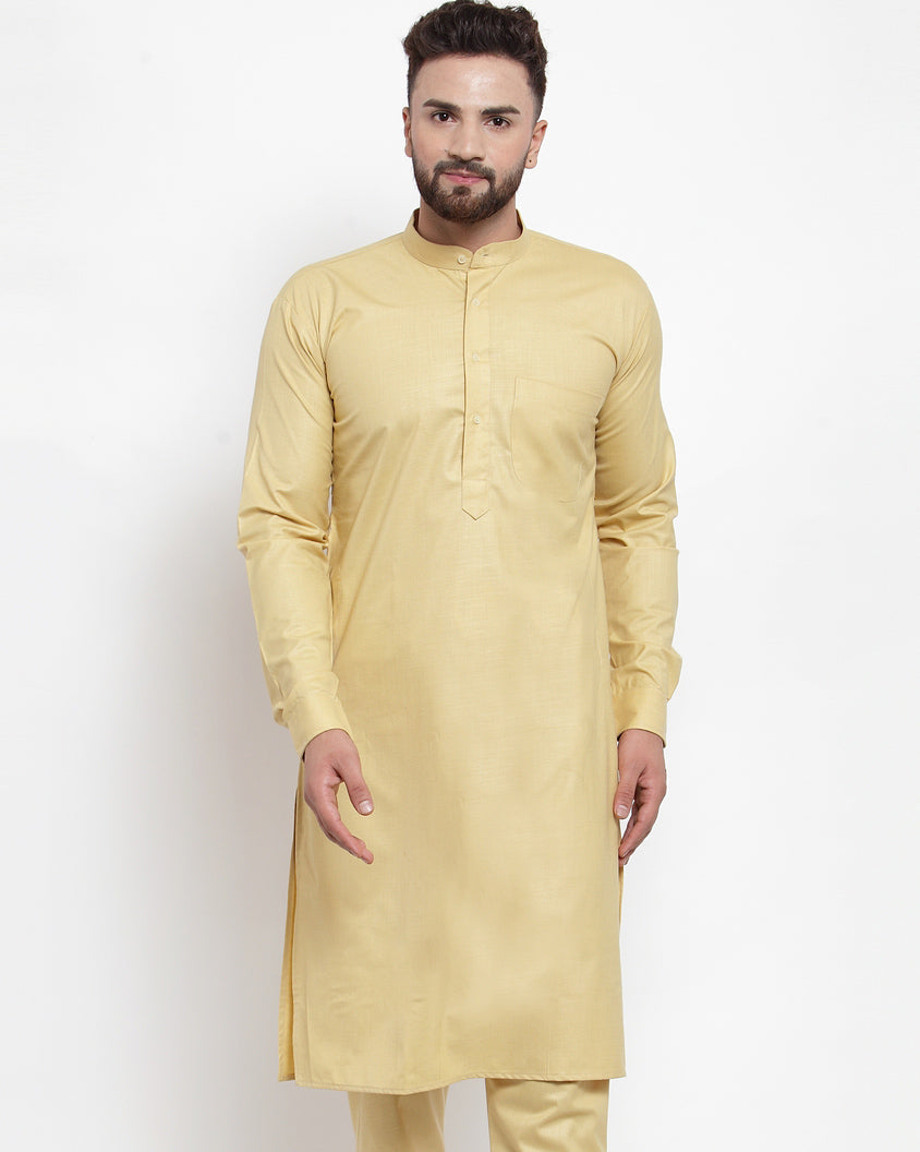 Jompers Men Beige Solid Kurta Only | Grocsy